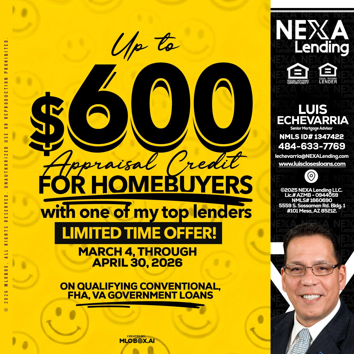 UP TO 600 - Luis Echevarria -Broker/Senior Mortgage Advisor