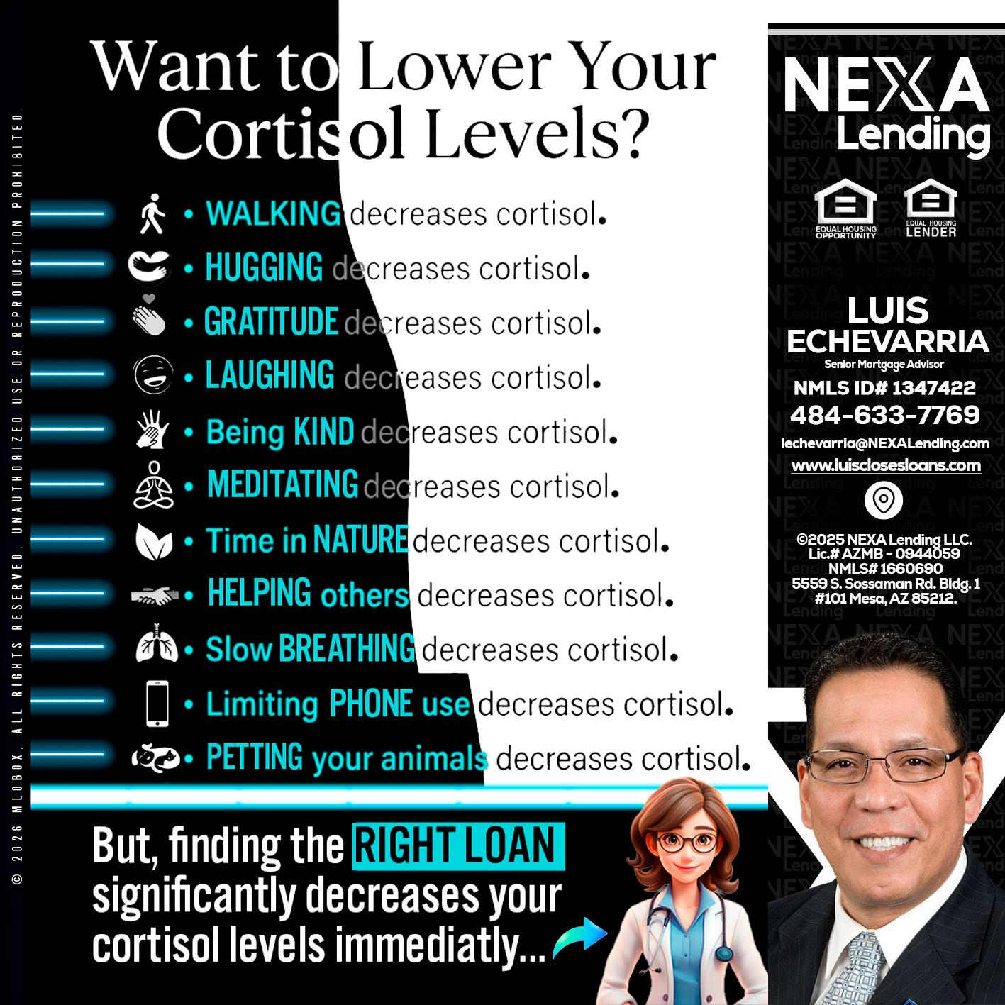 Want to lower Your Cortisol Levels? - Luis Echevarria -Broker/Senior Mortgage Advisor