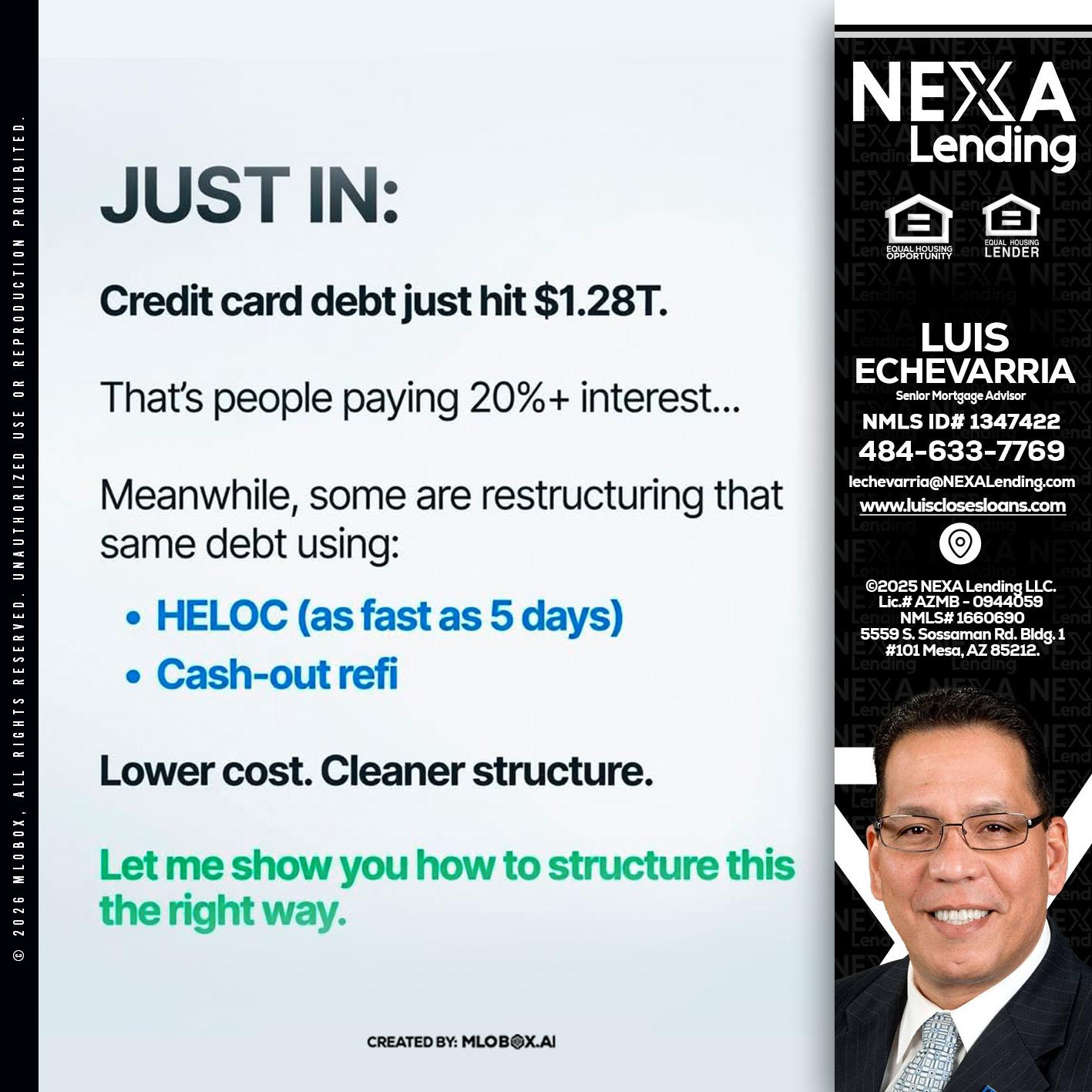 JUST IN - Luis Echevarria -Broker/Senior Mortgage Advisor