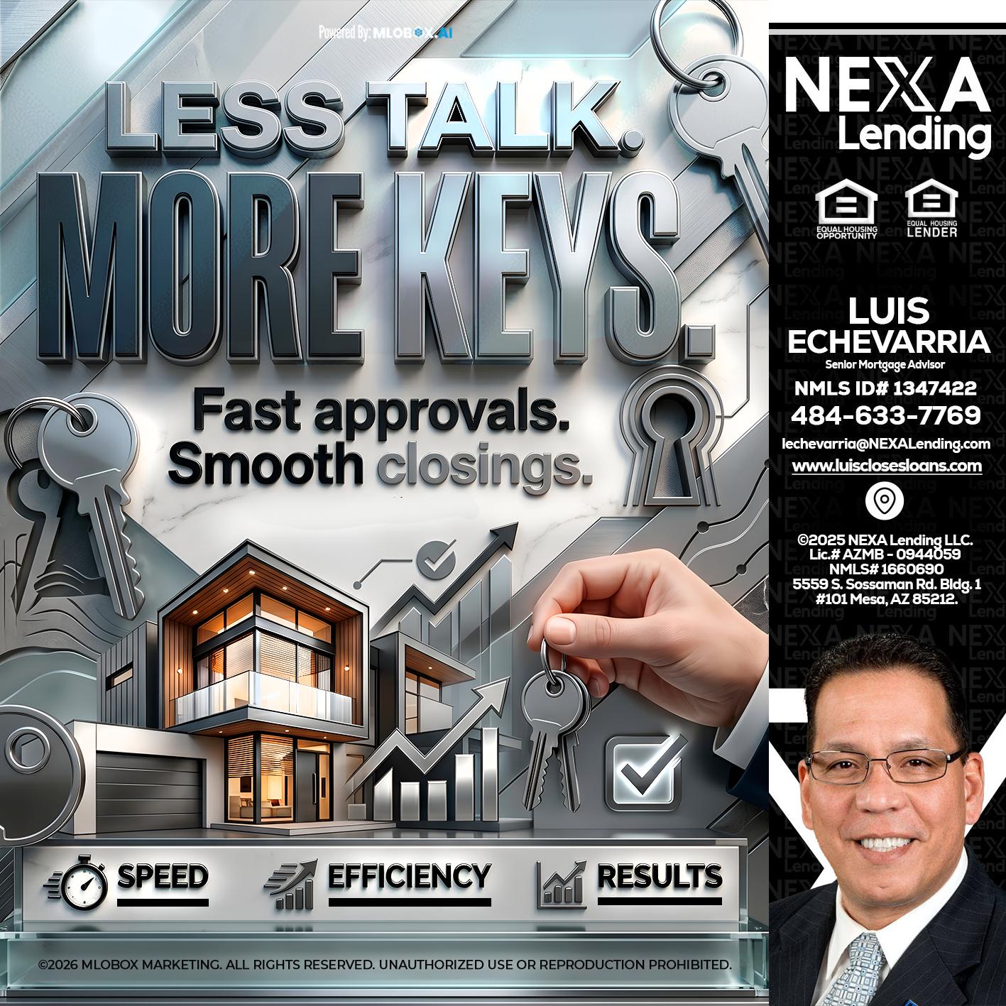 LESS TALK, MORE KEYS! - Luis Echevarria -Broker/Senior Mortgage Advisor
