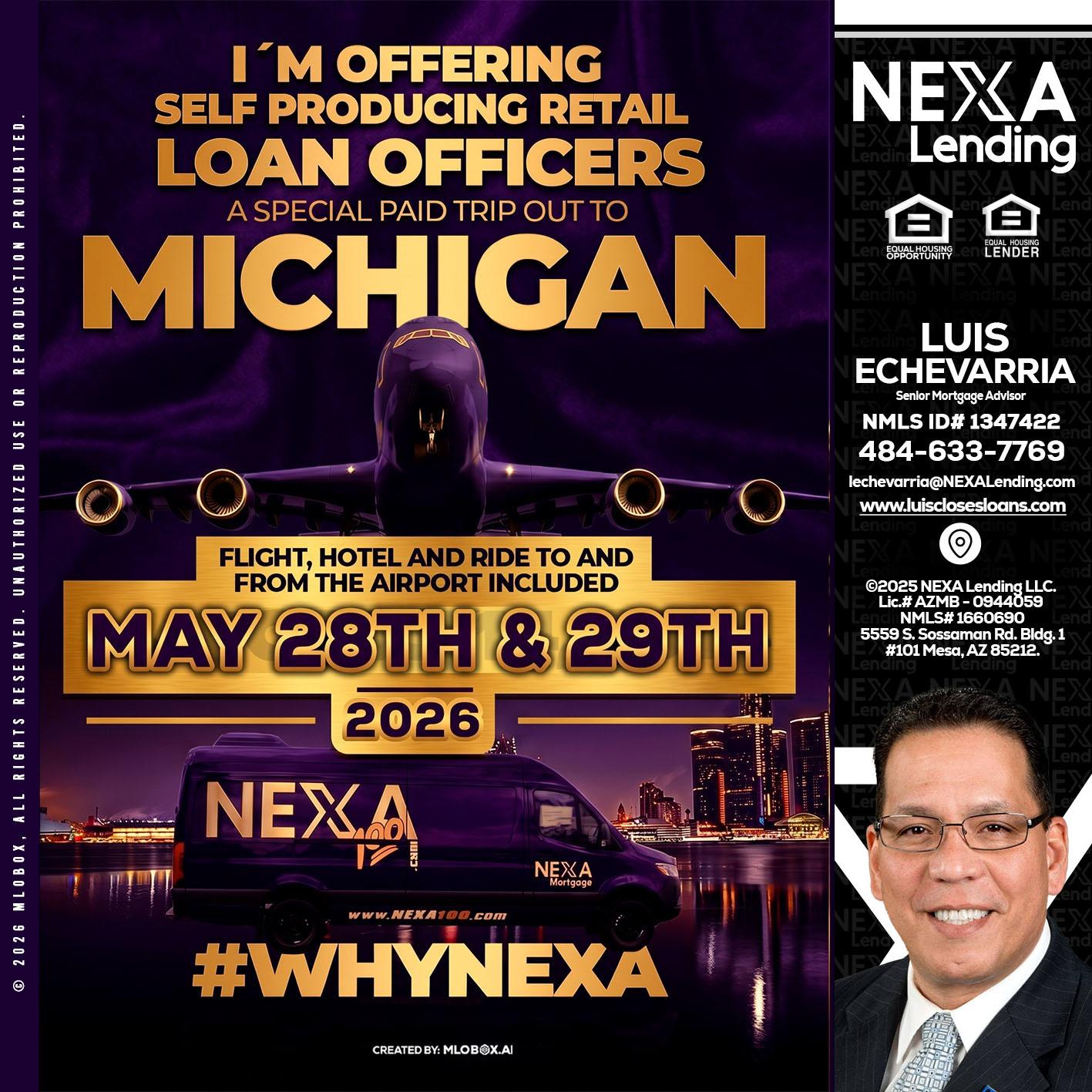MICHIGAN - Luis Echevarria -Broker/Senior Mortgage Advisor