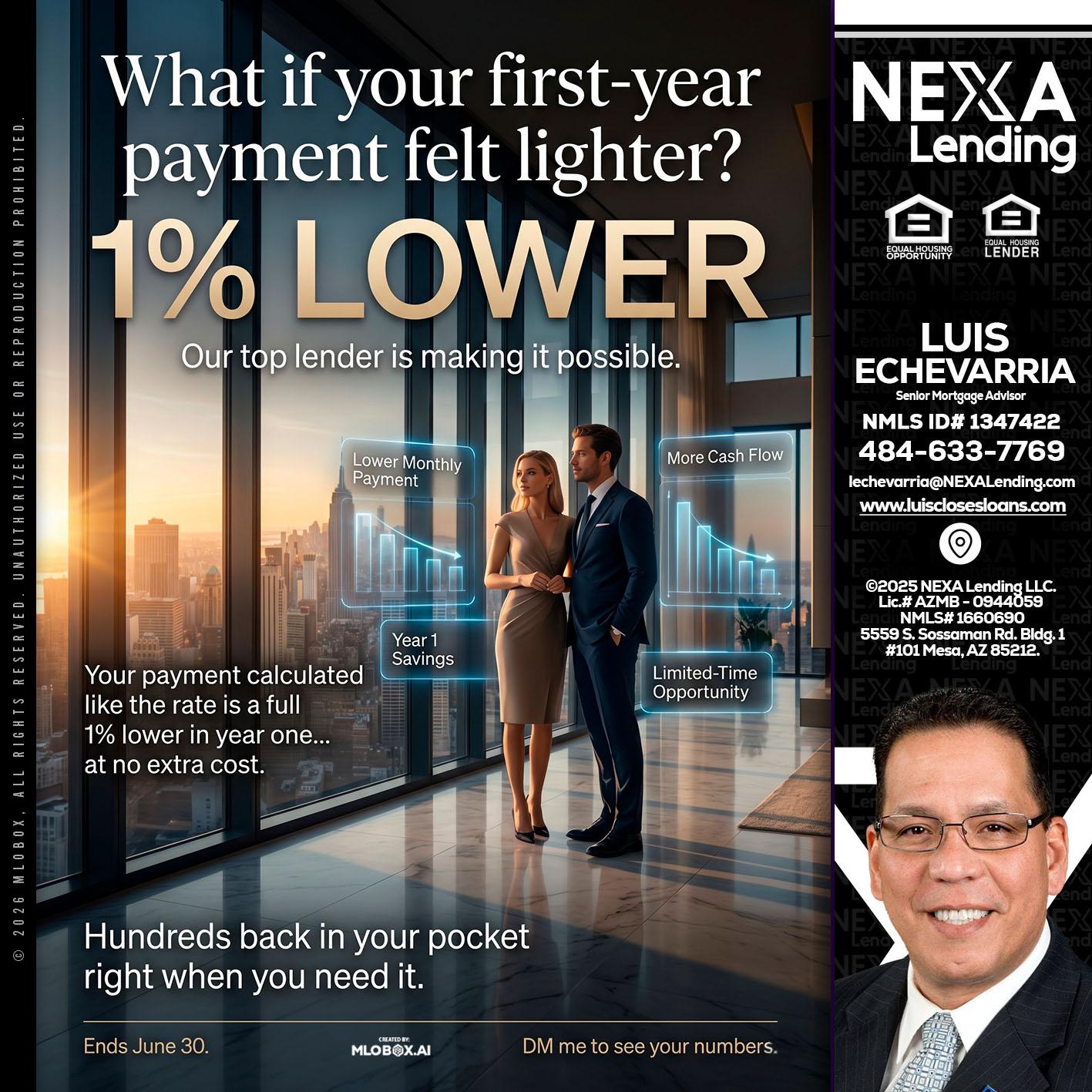 1% LOWER - Luis Echevarria -Broker/Senior Mortgage Advisor