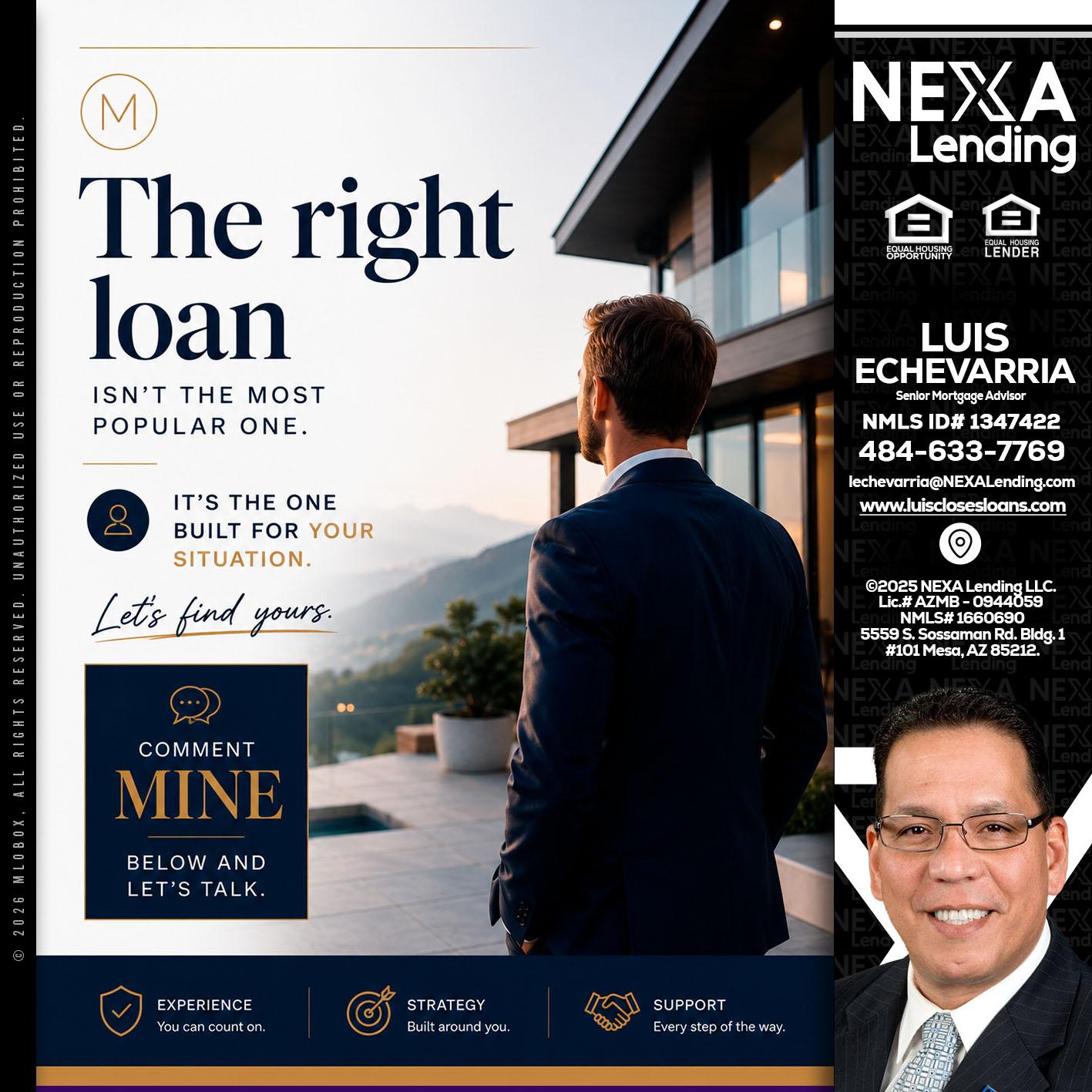 THE RIGHT LOAN - Luis Echevarria -Broker/Senior Mortgage Advisor