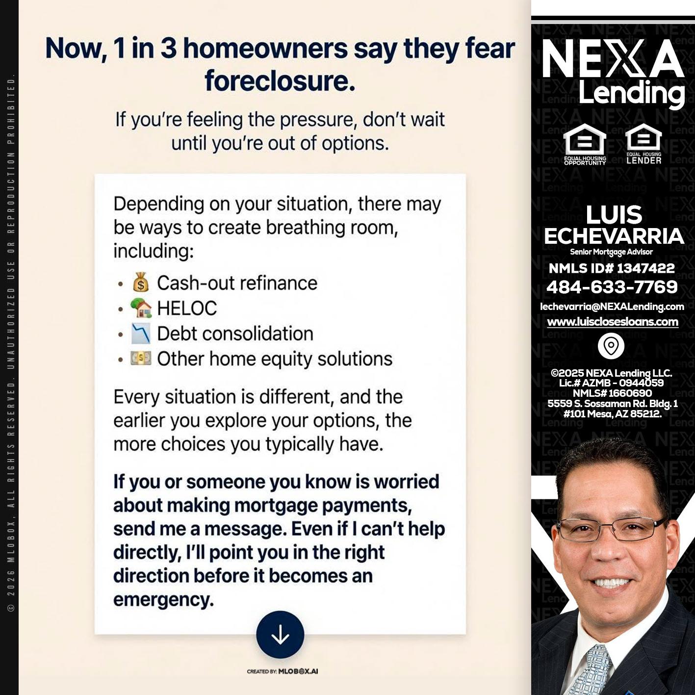 NOW, 1 IN 3 - Luis Echevarria -Broker/Senior Mortgage Advisor