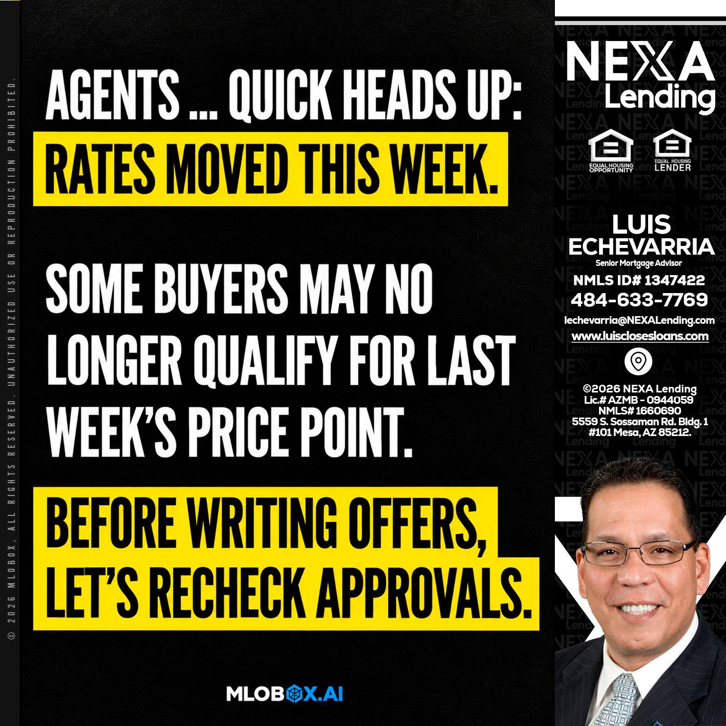 AGENTS QUICK - Luis Echevarria -Broker/Senior Mortgage Advisor