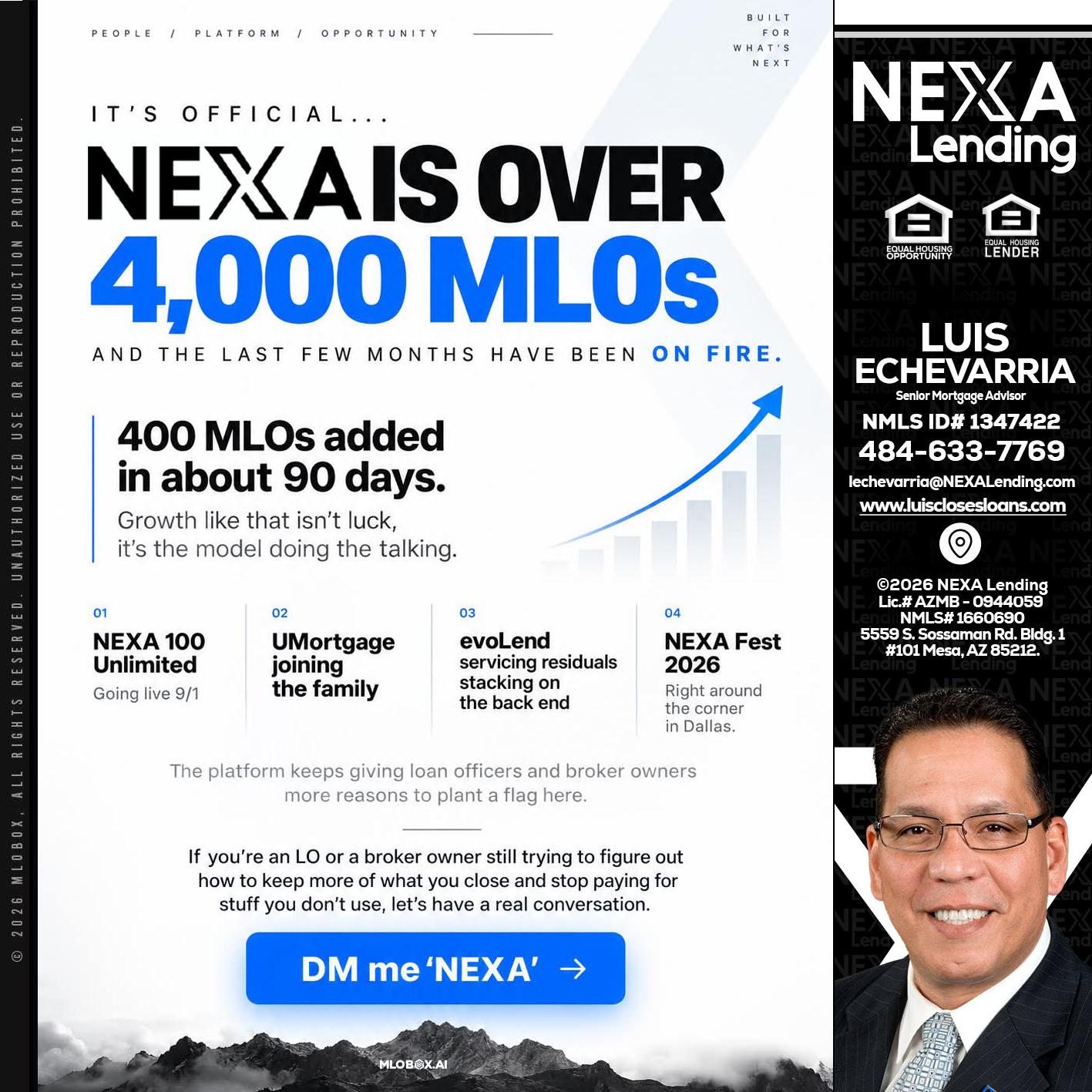 NEXA IS OVER 4000 MLOs - Luis Echevarria -Broker/Senior Mortgage Advisor